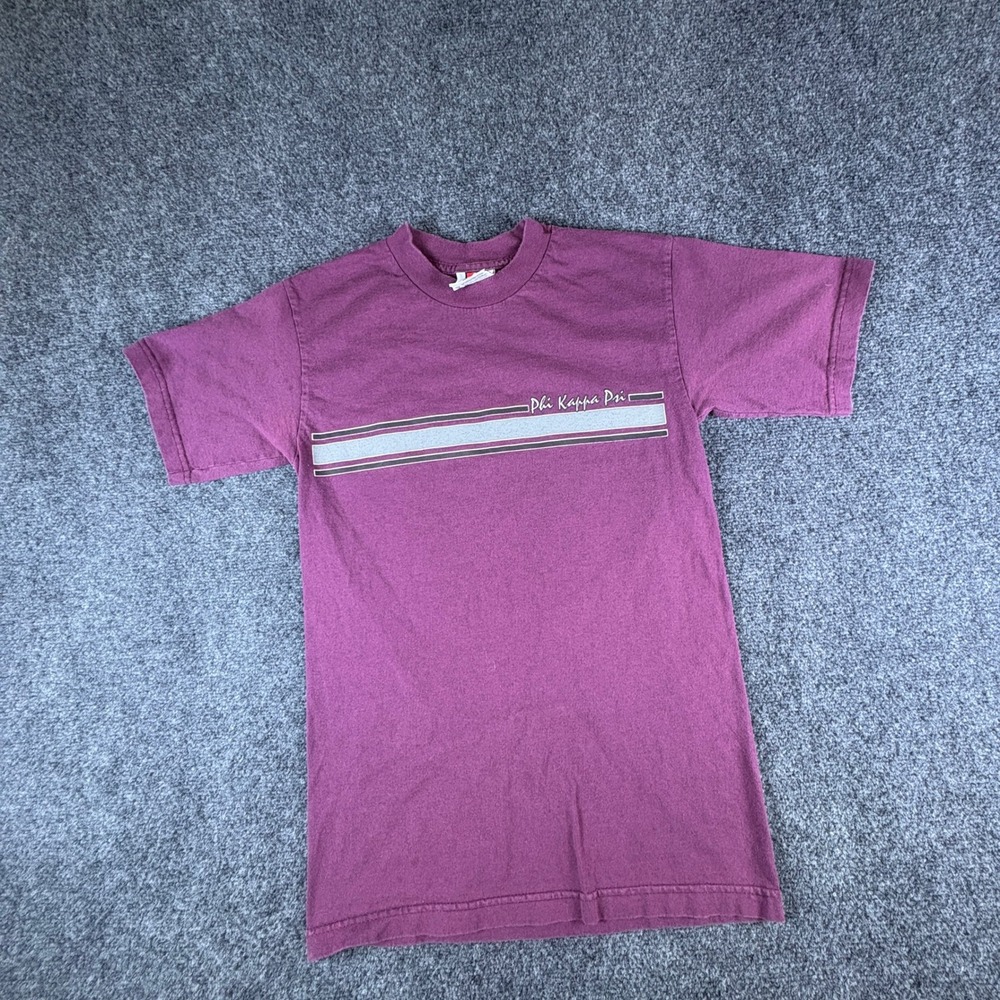 Vintage Bay Side Phi Kappa Psi Heavyweight Maroon Graphic T-Shirt USA Made Small